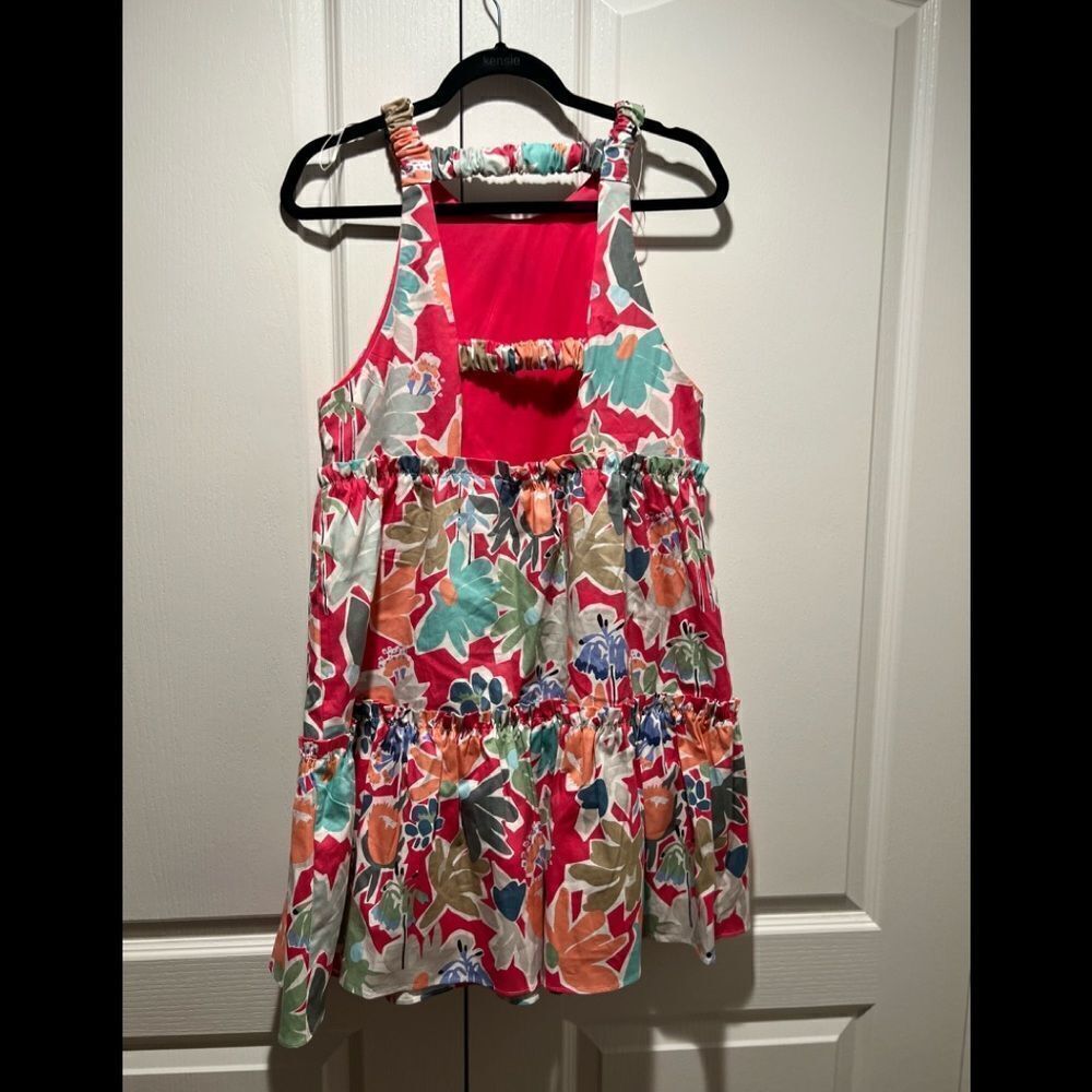 Zara Trafaluc Collection Pink Floral Dress Low Back Size L - Picture 5 of 7